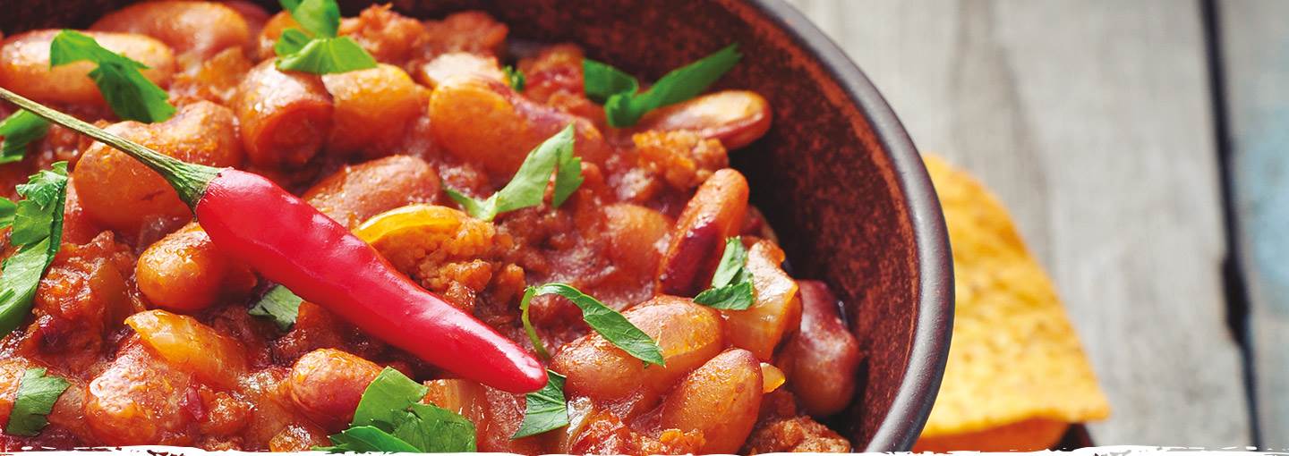 Vegetarisk chili med bruna bönor och god hetta